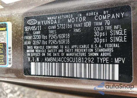 2012 Hyundai Veracruz Gls z USA, uszkodzony, nr VIN KM8NU4CC9CU181292